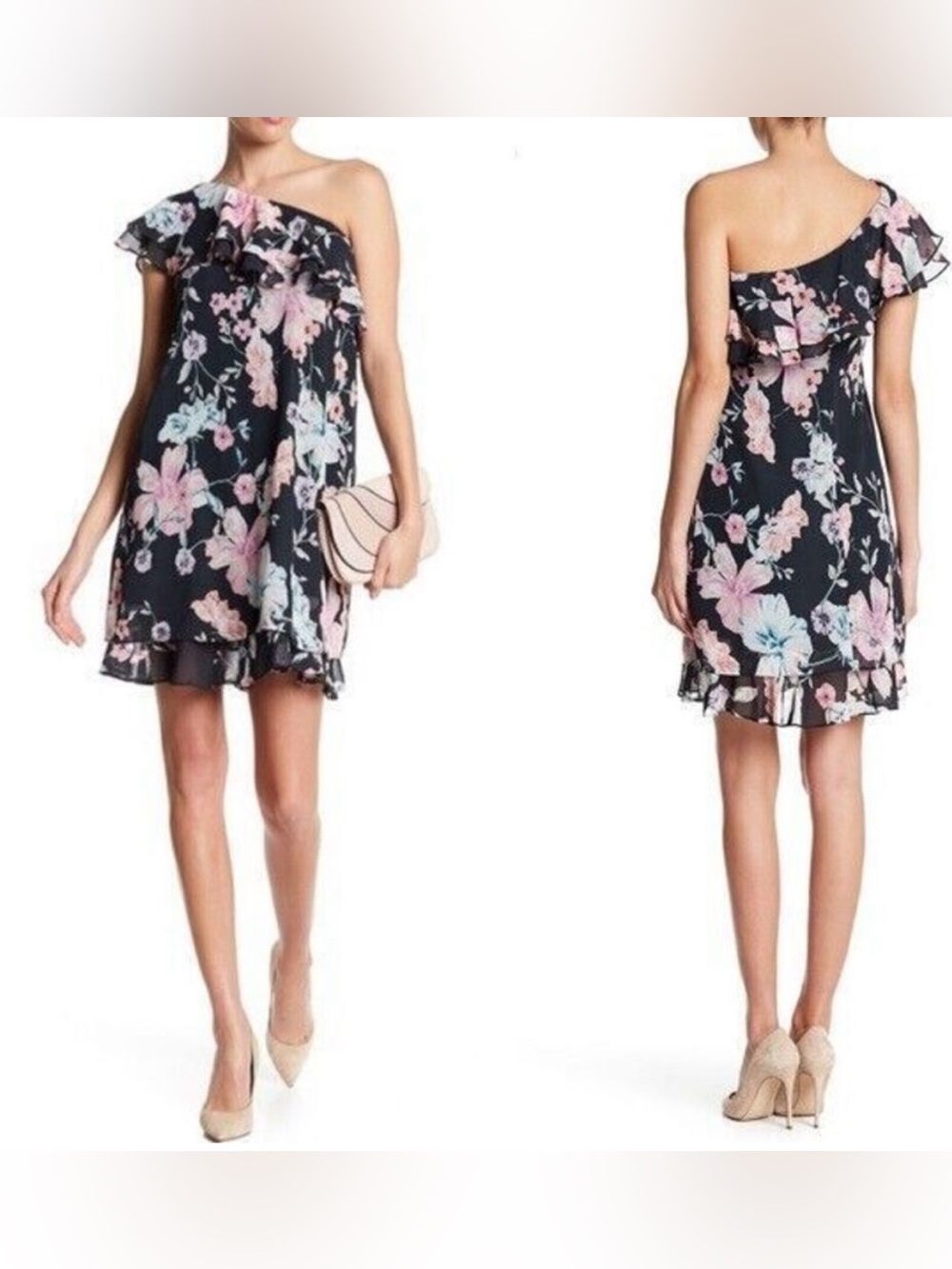 Eliza J Dark Green Dress with Ivory Label
